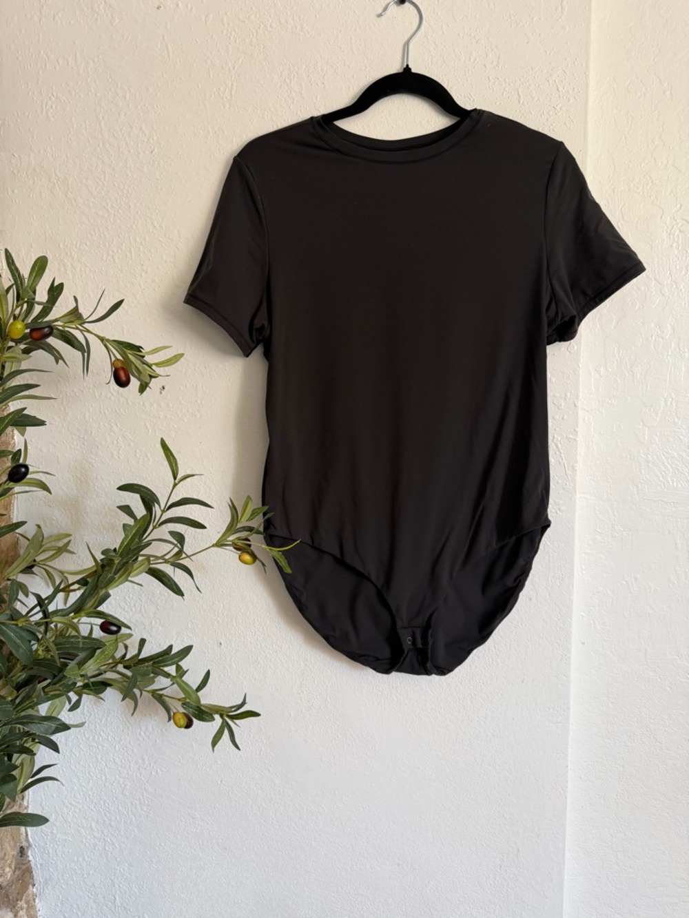SKIMS Black Short-Sleeve Crewneck Bodysuit